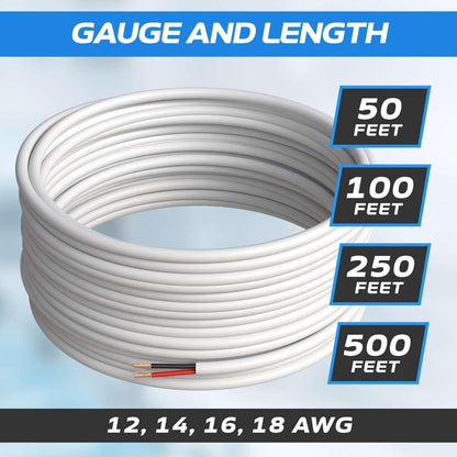 250Ft 18AWG 4 Conductors (18/4) CL2 Rated Speaker Cable True Spec & Gauge Low Voltage LED Wire, Pull Box (For In-Wall Installation) (18AWG / 4 Conductors, 250Ft)